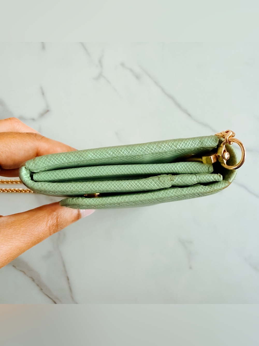 Prada Saffiano Mint green leather wallet on chain 🍃 - Picture 12 of 15
